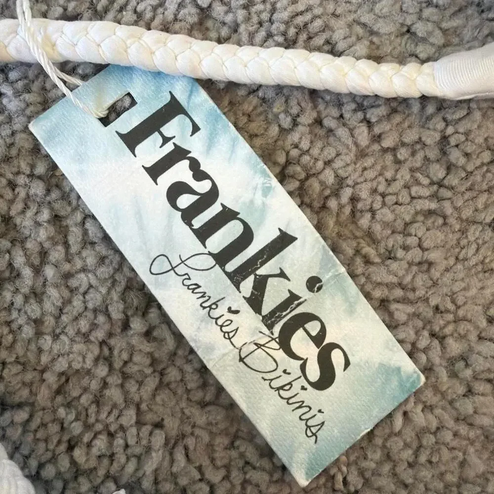 Frankies Bikinis white crochet mimi bikini top Size M